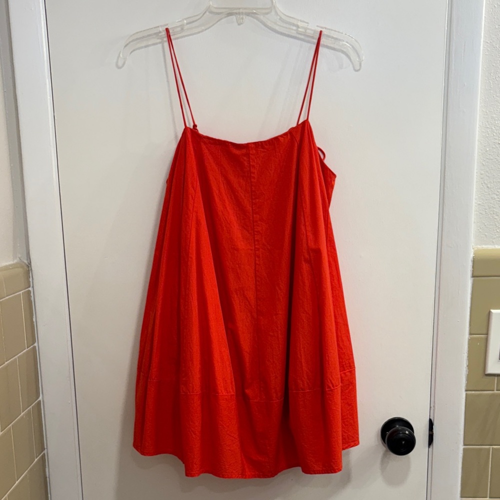 NWOT Free People Vibrant Coral Mini Dress With Pockets.
